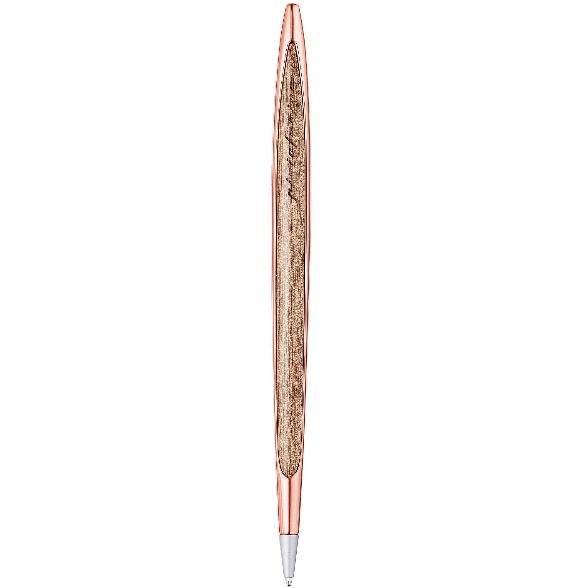 Pininfarina Penna Cambiano INK, Penna a sfera con elegante scocca in alluminio e inserti in noce massello, Penna regalo con scatola in noce massello con funzione display