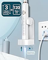 Vista 88 de Rtauys - Cepillo de dientes eléctrico y sónico M5 para adultos y adolescentes, con 8 cabezales de cepillo, de alta potencia, con estuche de viaje, 3