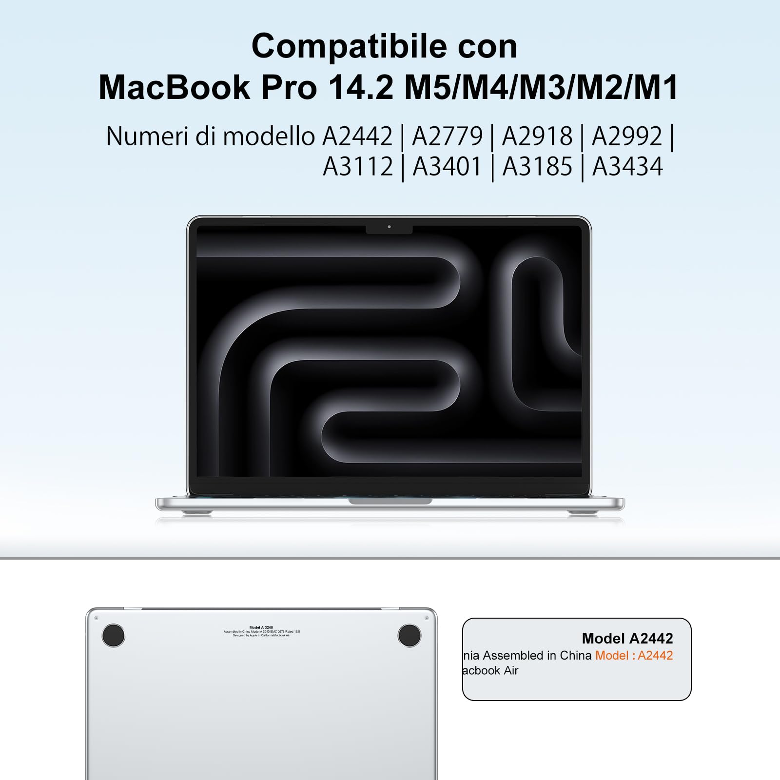 NPUOLS Cover per MacBook Pro 14 Pollici 2025-2021 M5 M4 M3 M2 M1 Pro Max A3434 A3112 A3401 A3185 A2918 A2992 A2779 A2442, Rigide Custodia e Sottile TPU UE Tastiera Cover