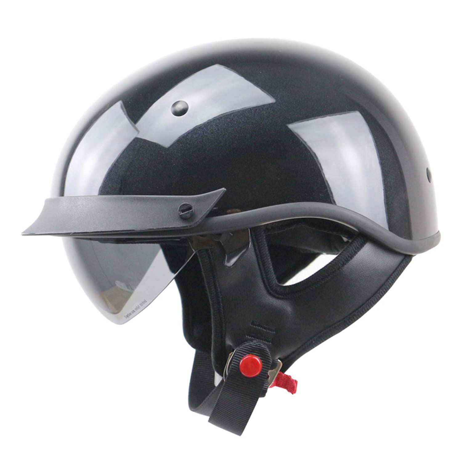 Casco Moto Vintage Woljay Mezzo Casco Con Occhiali - Taglia Unica, ABS, Approvato DOT - 4