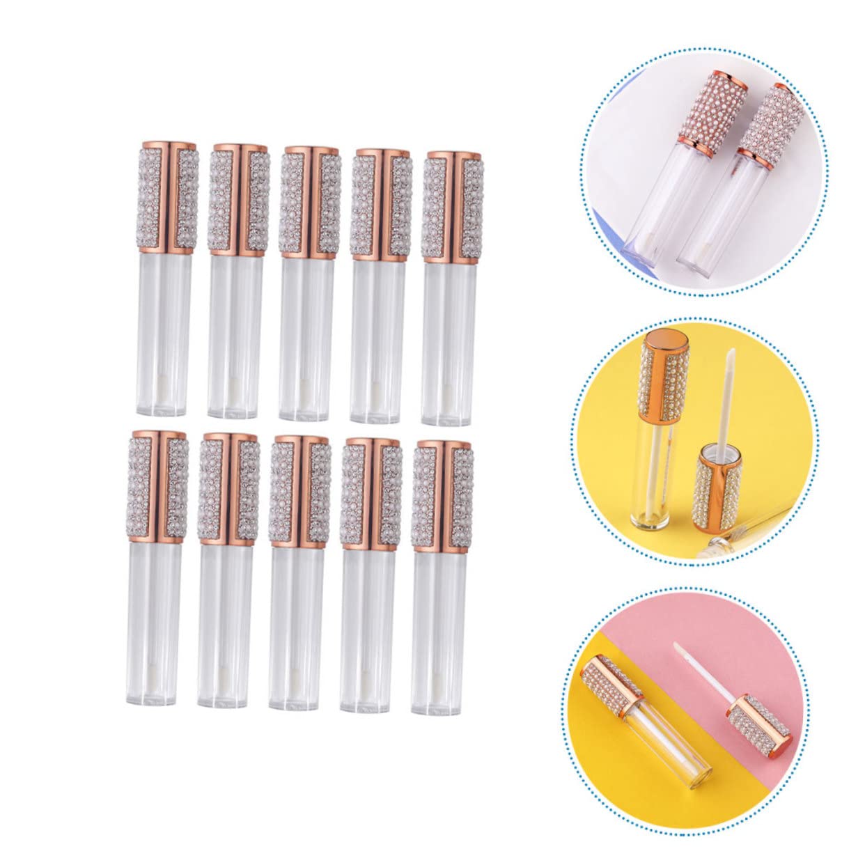 Tubo Lucidalabbra Ricaricabile 5ml in Vetro, Set 10 Pezzi | Lip Gloss Labbra, Formato Mini da Portare Sé, Adatto a Uso Fai-da-te e Professionale