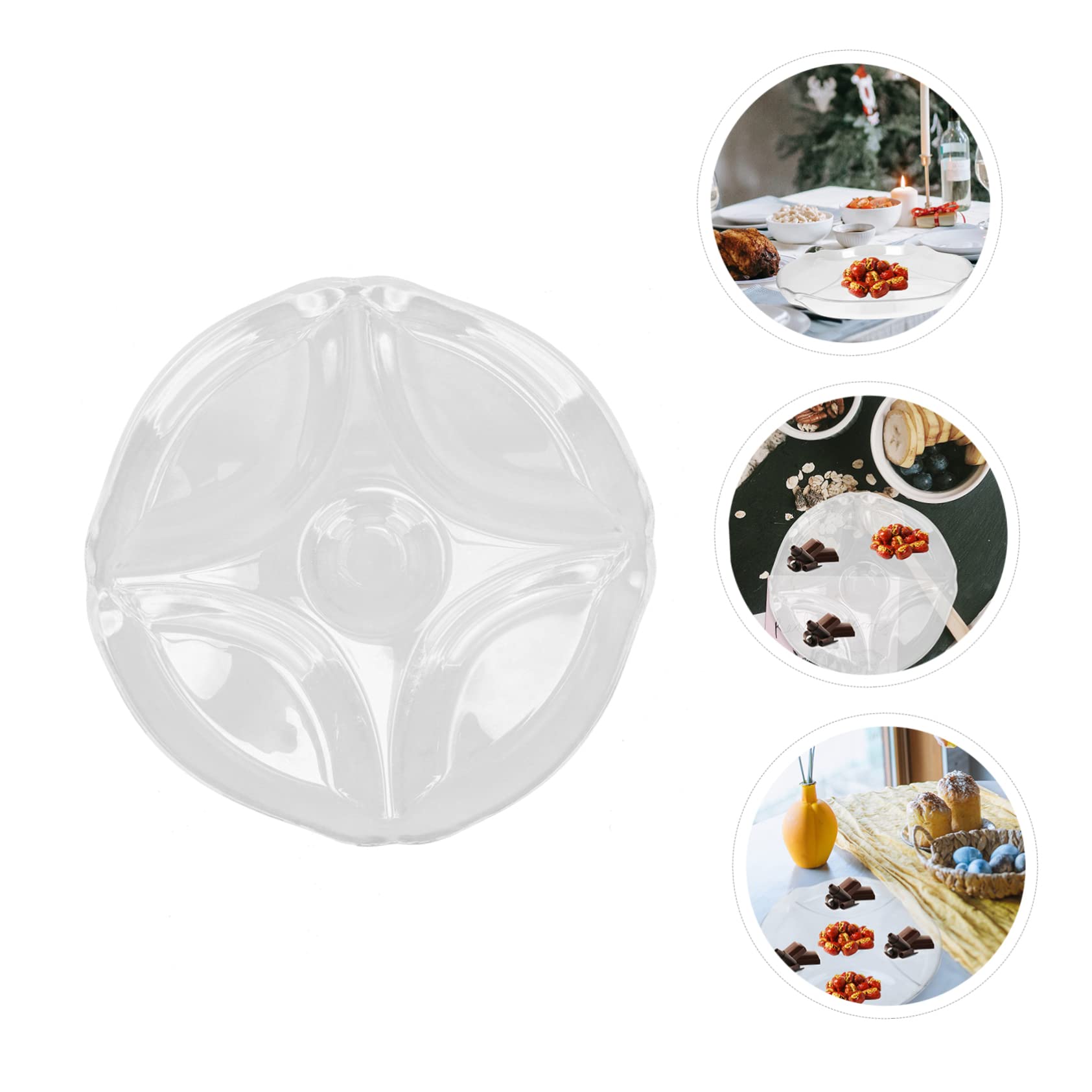 ABOOFAN Verre Assiette à Compartiments, Séparation des Aliments, Style Nordique, Design Empilable, Service Élégant, pour Maison et Repas Occidentaux