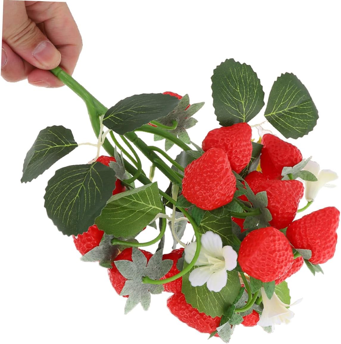 Levemolo 2pcs Faux Strawberry Bouquet Lifelike Artificial Fruits for Home Decor Floral Arrangements and Party Decorations Realistic Red Strawberries for Living Room and Office Aesthetic
