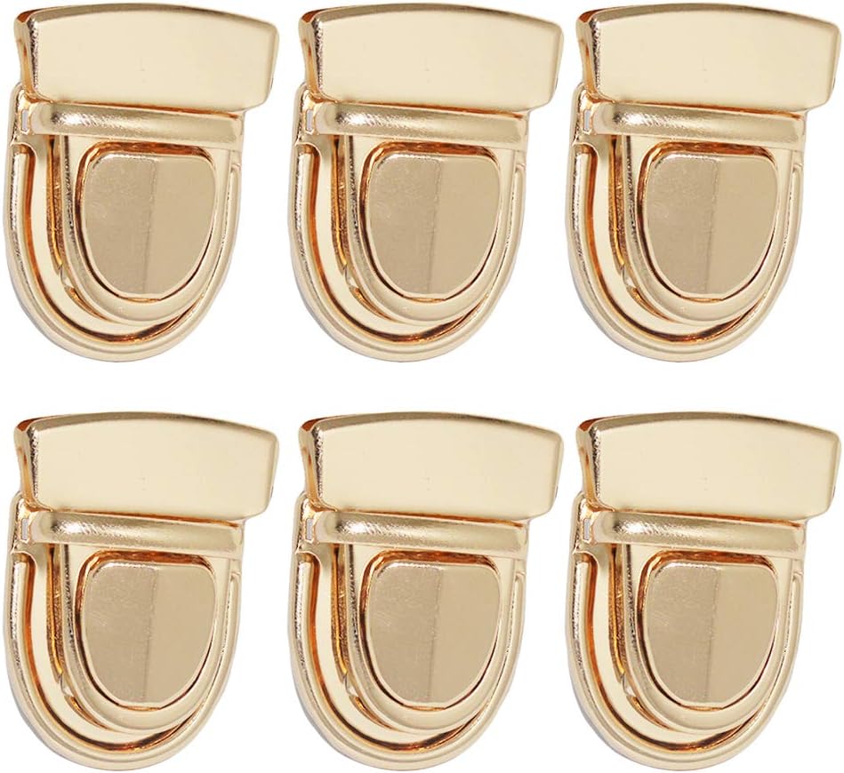 Tuck Lock Clasp Catch Purse Thumb Lock Purse Buckle Fasteners Wallet Buckle Purse Metal Clasp Locks for DIY Craft Wallets Bag Leather Handbags Making Gold 6 Pcs
