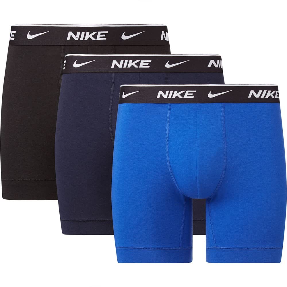 Nike Mens Everyday Cotton Stretch Boxer Briefs, Obsidian/Game Royal/Black, S EU