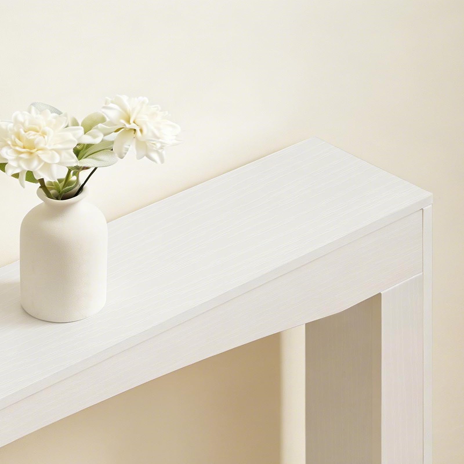 YATINEY Table Console Étroite Longueur 100 cm, Bout de Canapé Ultra-Fin, Table Décorative Rustique en Bois, avec Rangement, pour Salon, Couloir, Entrée, Blanc XCT19WT