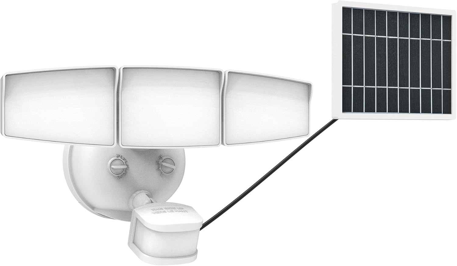 HALO Next Gen Solar-Powered LED Security Floodlight, 3 Head w/Motion Sensing, Dusk to Dawn, Adjustable Brightness - White