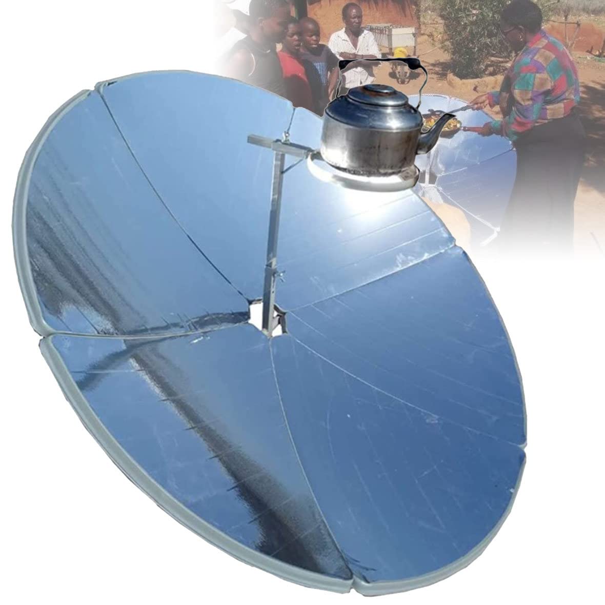 Solarkocher, 1800 W Parabol-Solarofen, tragbarer Solargrill mit 1,5 m Durchmesser, konzentriertes Design für effizientes Kochen im Freien