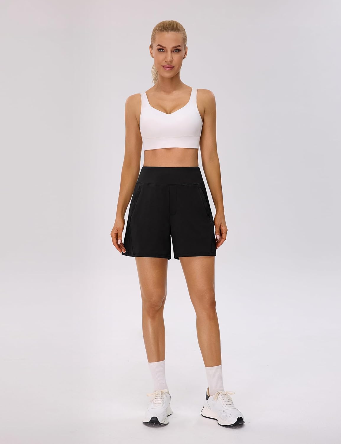 BMJL Womens Workout Shorts Gym Bermuda Golf Athletic Work High Waisted Casual Hiking Running Shorts with Pocket - Image 2