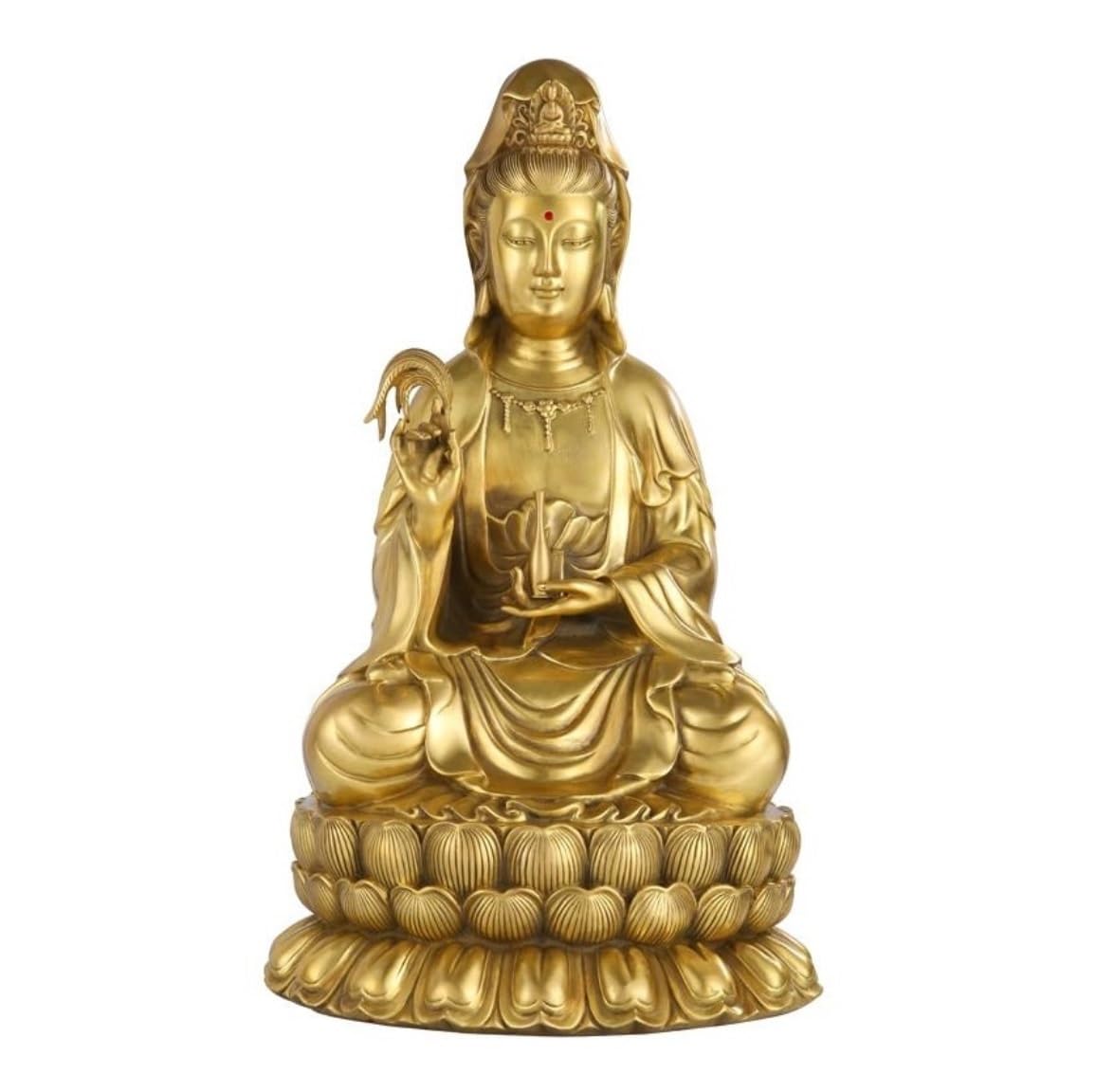 Figuras De Budas Estatua De Latón De Buda Sentado Lotus Guanyin Bodhisattva Estatuas para La Decoración del Hogar Estatua Decorativos(16in)