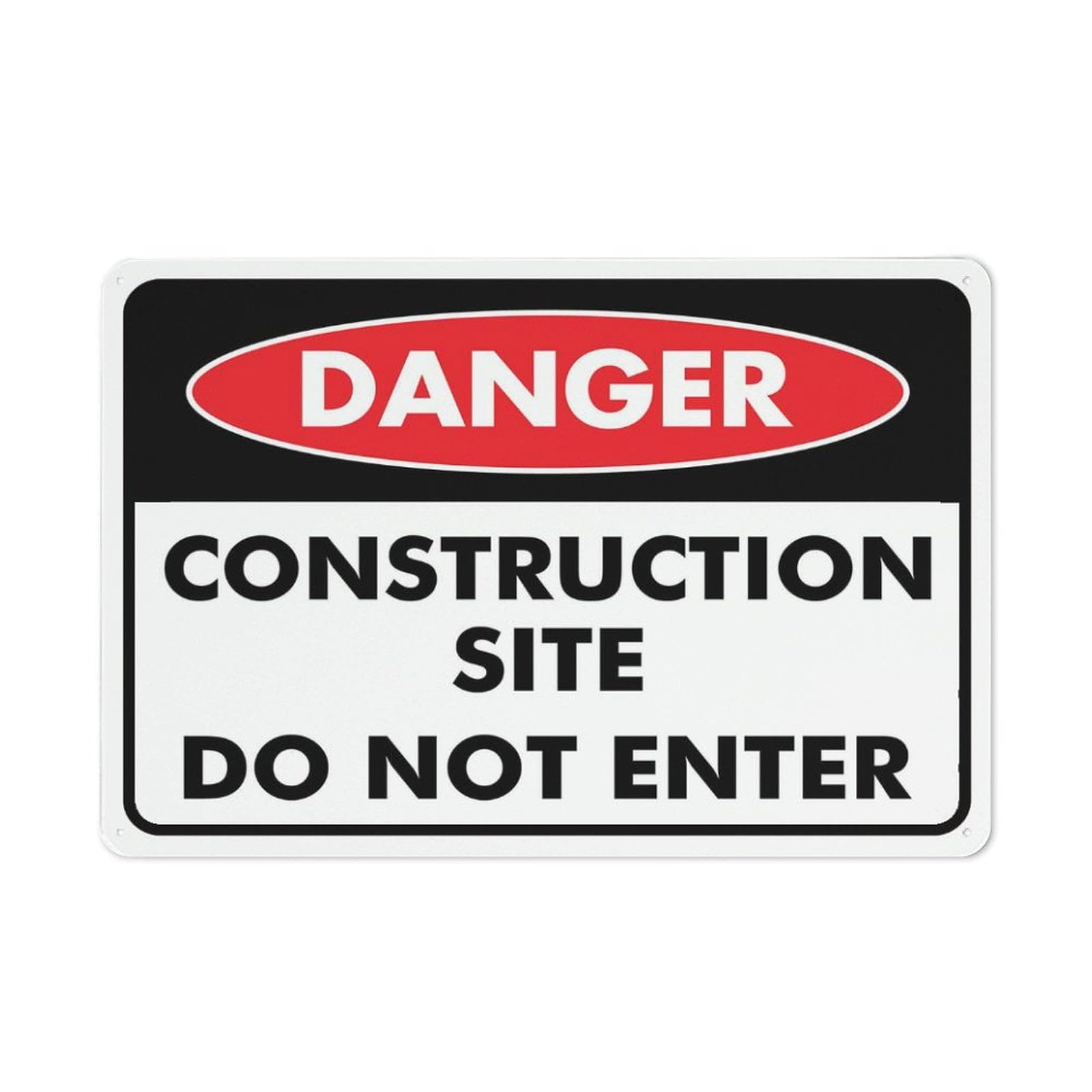Danger - Construction Site (Do Not Enter) Sign, 8x12 Inch Tin Wall Decor for Garden & Yard