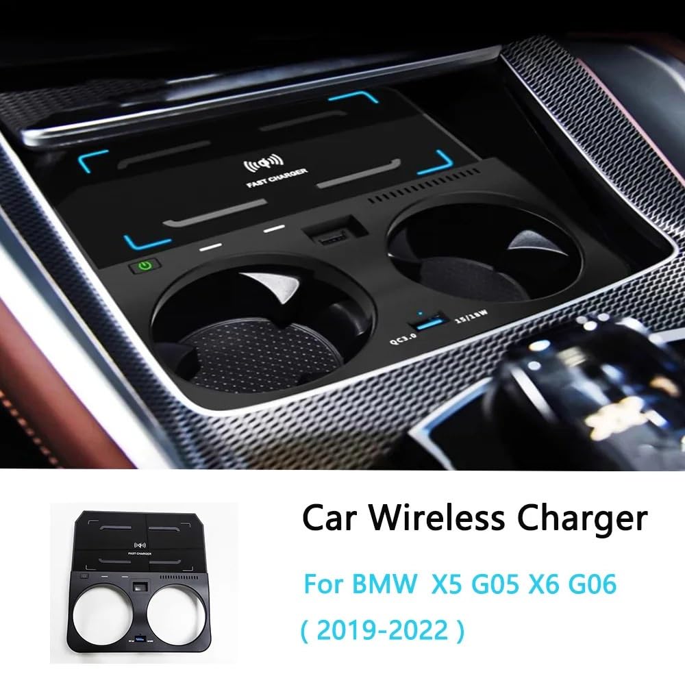 Chargeur sans fil rapide for voiture, compatible avec BMW X5 G05 X6 G06 2019 – 2022, tapis de chargement de téléphone, support de téléphone portable, Console centrale USB multi-ports