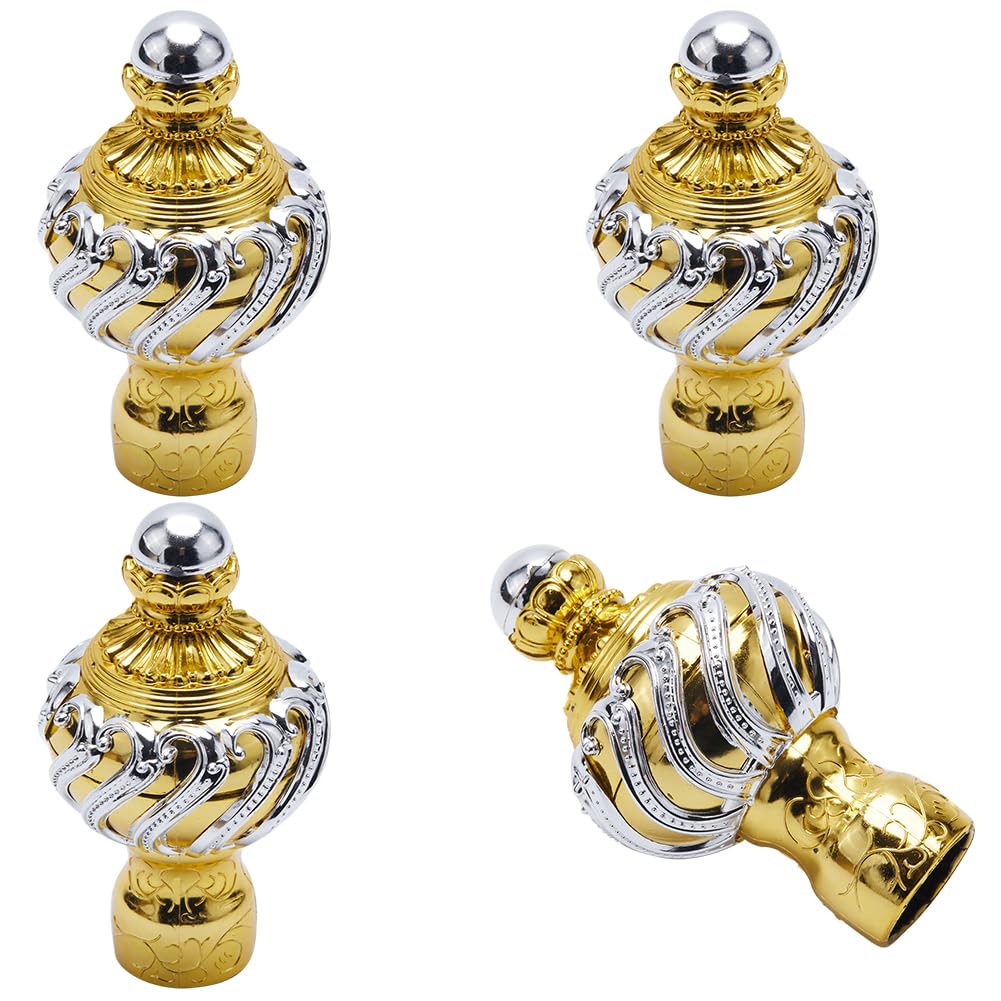 GORGECRAFT 4pz Terminali per Aste per Tende In Plastica Color Oro Terminali per Aste per Tendaggi Rotondi Terminali per Aste per Tende con Diametro Interno di 28.5mm Teste per Tende per Casa e Ufficio