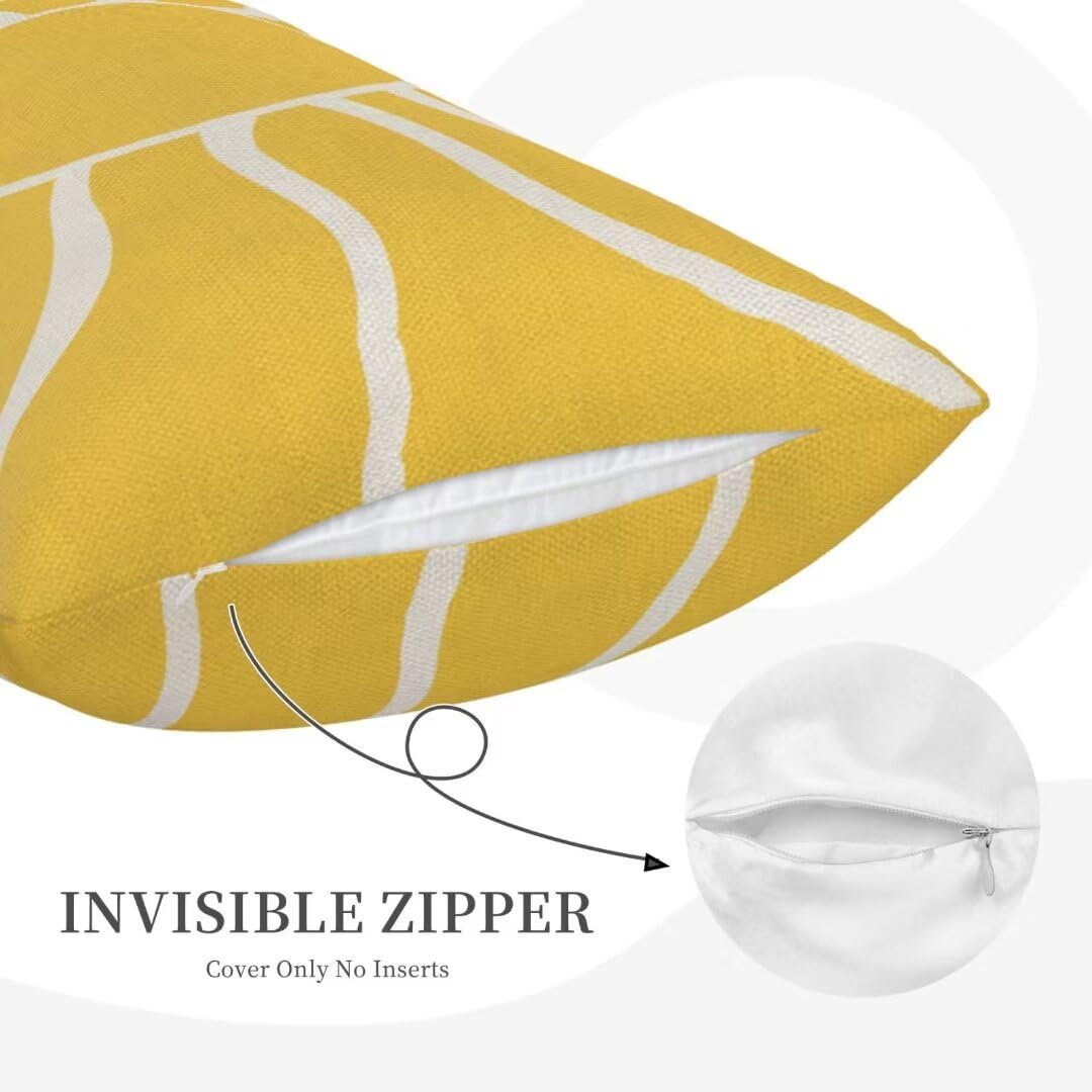 Kevin Textile Lot De 2 Housses De Coussin Carrées Chaudes En Coton Et Lin Pour Chaise De Cour - Style Jardin - 45,7 X 45,7 Cm - Jaune Soleil