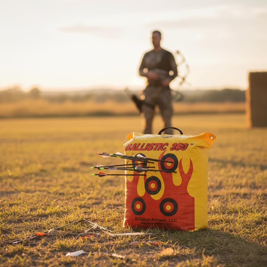 BIGSHOT Ballistic 350 Archery Bag Target - Crossbow & Compound Bow Target 350 FPS - Easy Arrow Removal - UV Resistant Durable Bag - Field Point Practice - 24x24x12 Inch