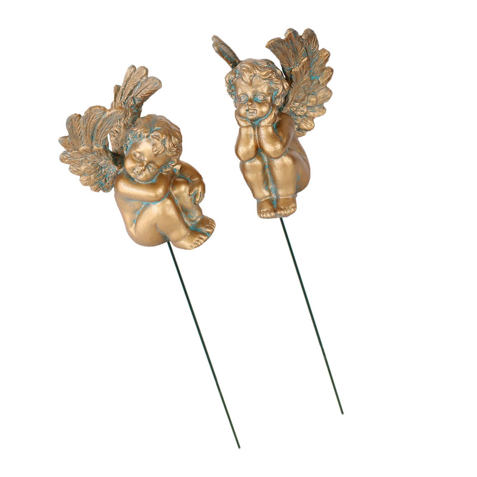 Hsioluted 2 Pieces Handcrafted Resin Angelic Garden Statues Featuring Portable Detail and Elegant Appeal Outdoor Angelic Sculptures