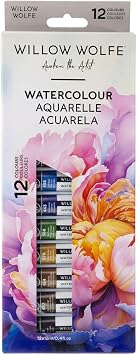 Willow Wolfe Essentials Watercolour Paint Set, 12 Colors, 12ml Tubes, Artist Watercolor Kit for Painting, Illustration, Sketching & Mixed Media, Vibrant Pigments