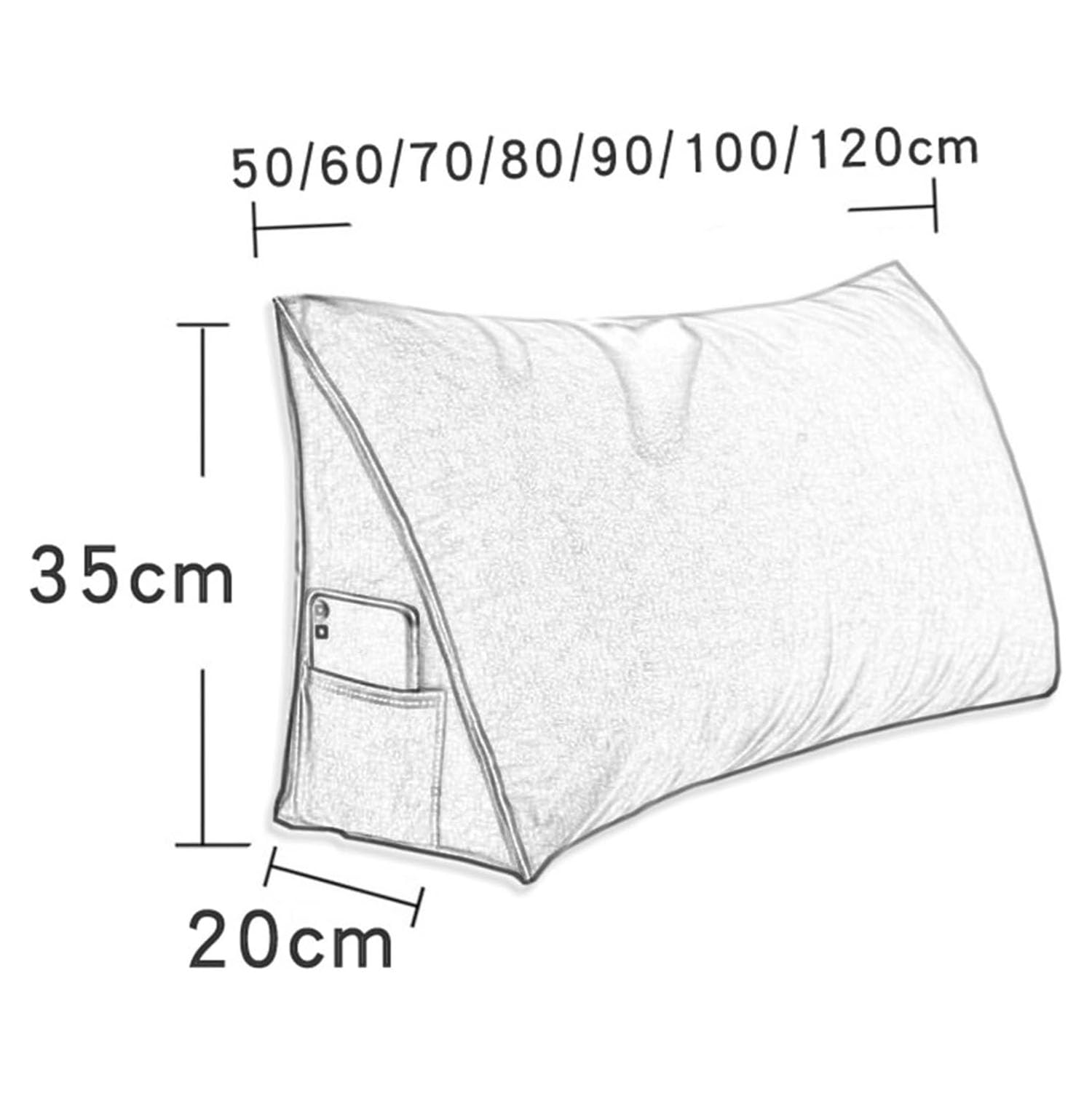 Almohada de apoyo lumbar para cama y sofá, 70 x 35 x 20 cm, cojín de lectura suave con funda lavable, reposacabezas de posición trasera, ideal para mayor comodidad y apoyo postural