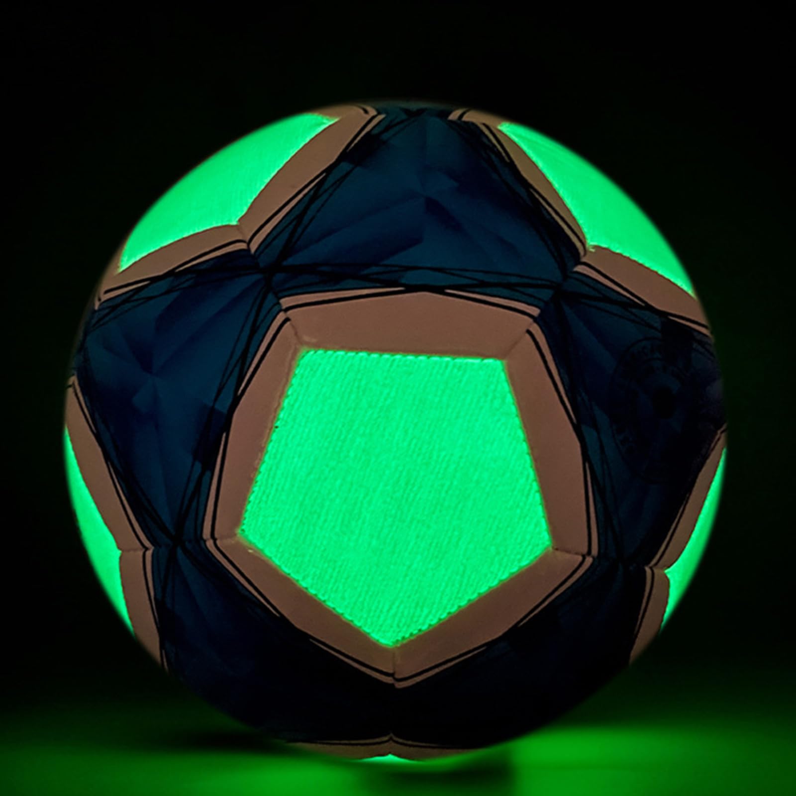 Pallone da calcio fluorescente al buio, con luci LED, riflettenti, misura 4, 5, per calcio luminoso