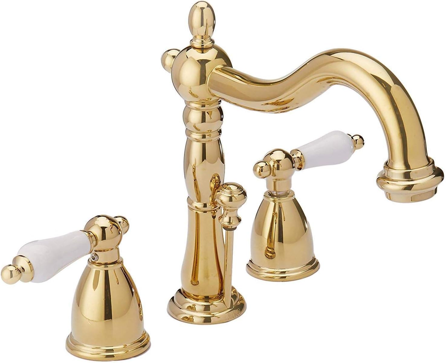 KB1972PL Heritage Widespread Lavatory Faucet with Porcelain Lever Handle, Polished Brass,8-Inch Adjustable Center