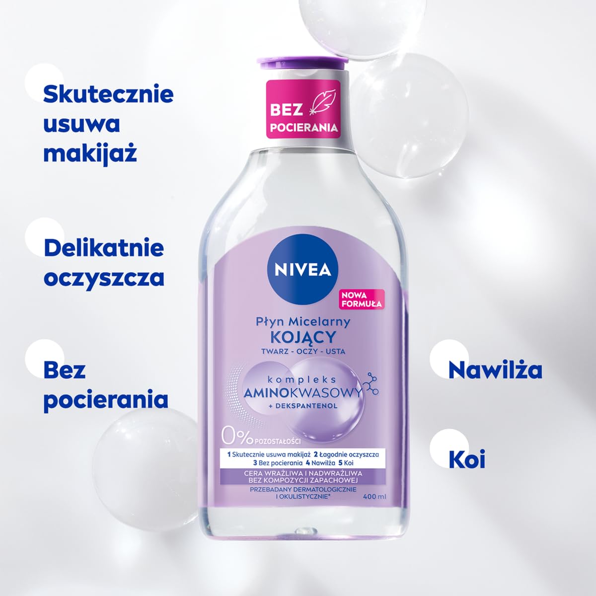 NIVEA Zestaw 2-pack Kojący Płyn Micelarny dla cery wrażliwej i nadwrażliwej 400ml & Dwufazowy płyn do demakijażu oczu 125ml