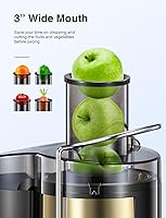 Vista 2 de Juicer Machine, 800W Centrifugal Juicer Extractor with Wide Mouth 3” Feed Chute for Fruit Vegetable, Easy to Clean, Stainless Steel, BPA-free (Gold)