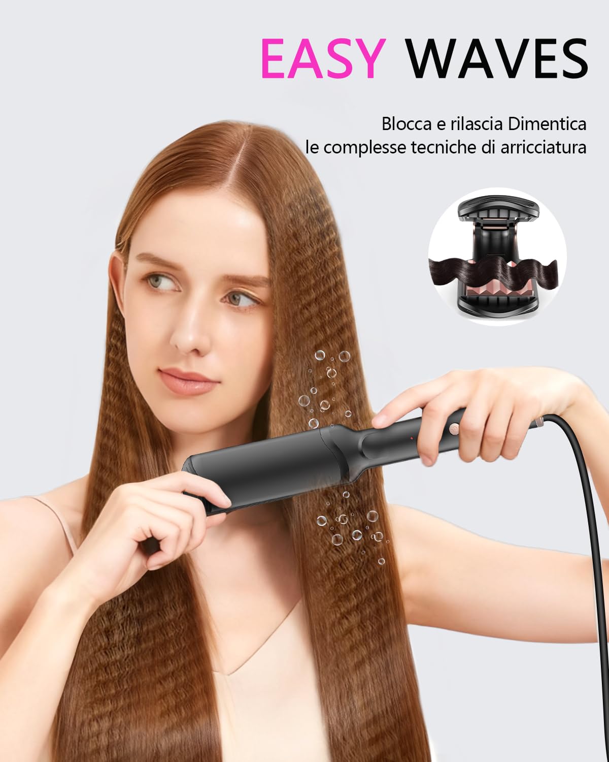 4 Piastra Lisciante Crimpare con Ceramica,Riscaldamento Rapido Ferro Arricciacapelli per Onde Ionica Ceramica Piastra Arricciacapelli Hair Straightener Fast Heating for All Hair Types