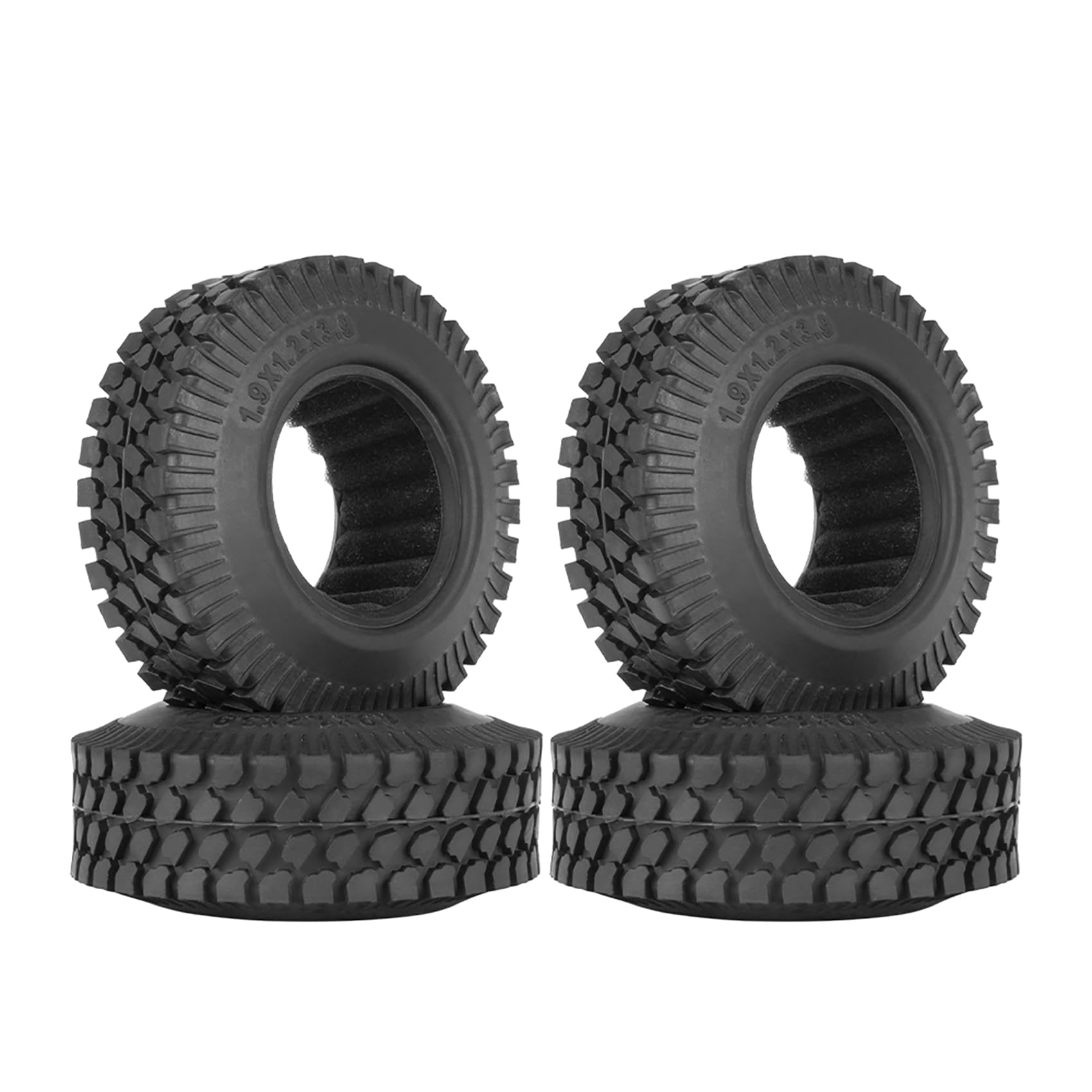 KINGCOO 4PCS RC Crawler Rubber Tires 1.9 inch Wheels Tyres for 1:10 RC Rock Crawler Car Off-road Model Car for Axial SCX10 90046 CC01 D90 D110 TF2 Tamiya TRX4 Gen8 Upgrade Parts (98x31mm-B)