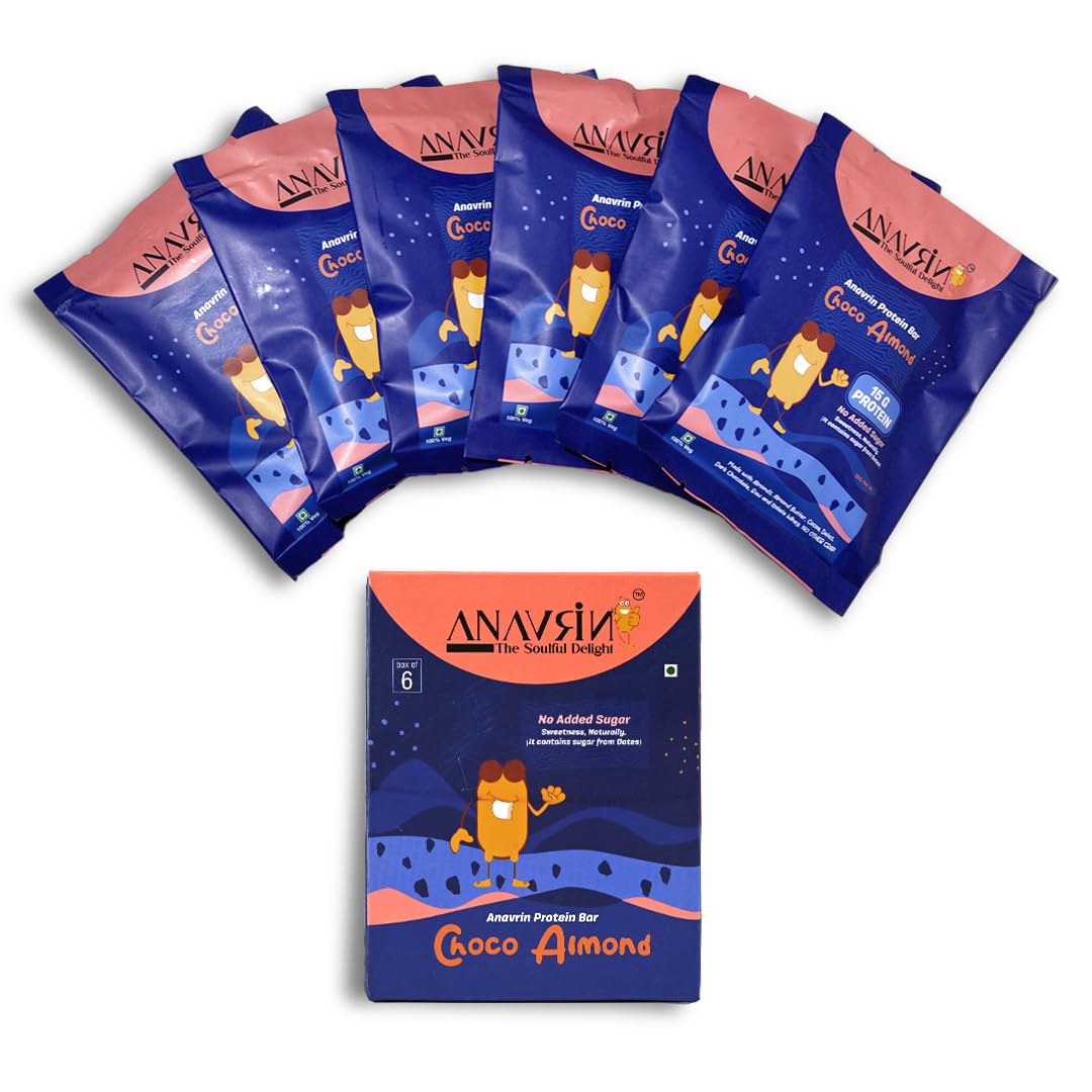 ANAVRIN Choco Almond Protein Bar | 15g Protein with Goodness of Dates | No Added Sugar, No Soy, No Preservatives | Gluten Free Energy Bar | Healthy Snack (6 Bars x 50gm)-image-16