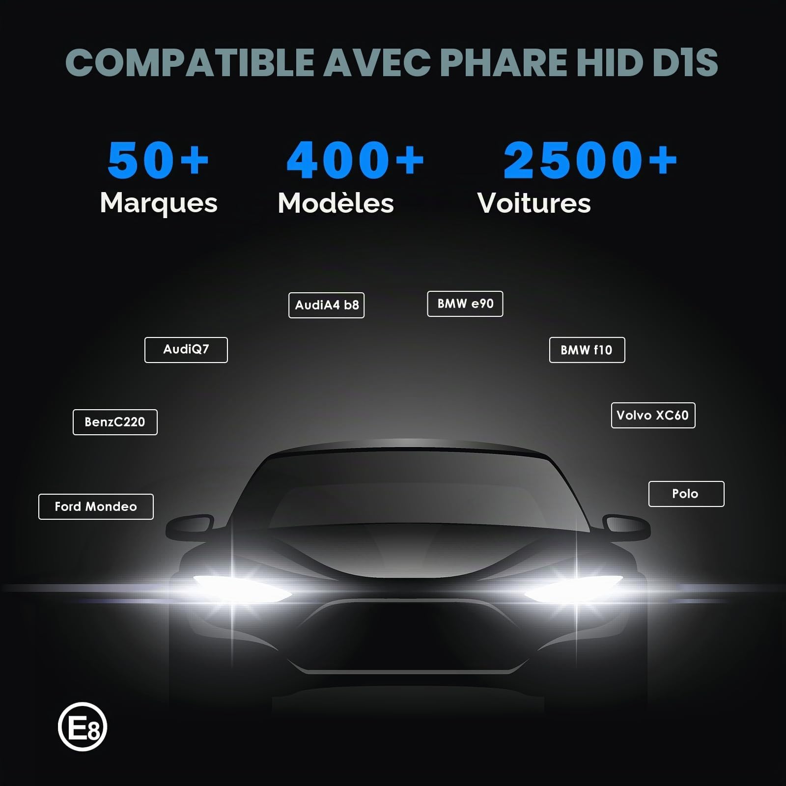 Ampoules Lampe de phare au xénon HID D1S de voiture, 35W 4300K 12V Xenarc Décharge Gazeuse Lampe Voiture Luminosité Brillante(lot de 2)