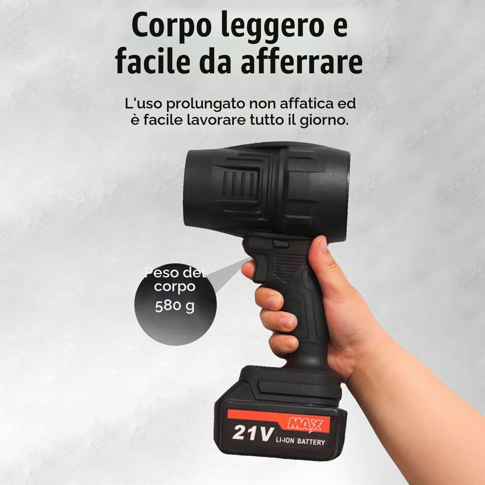 Soffiatore per Foglie Alimentato a Batteria, Mini Soffiatore a Getto con 2 Batterie da 21 V di Grande capacità, Ventilatore a Getto per Asciugatore Portatile per Auto, per