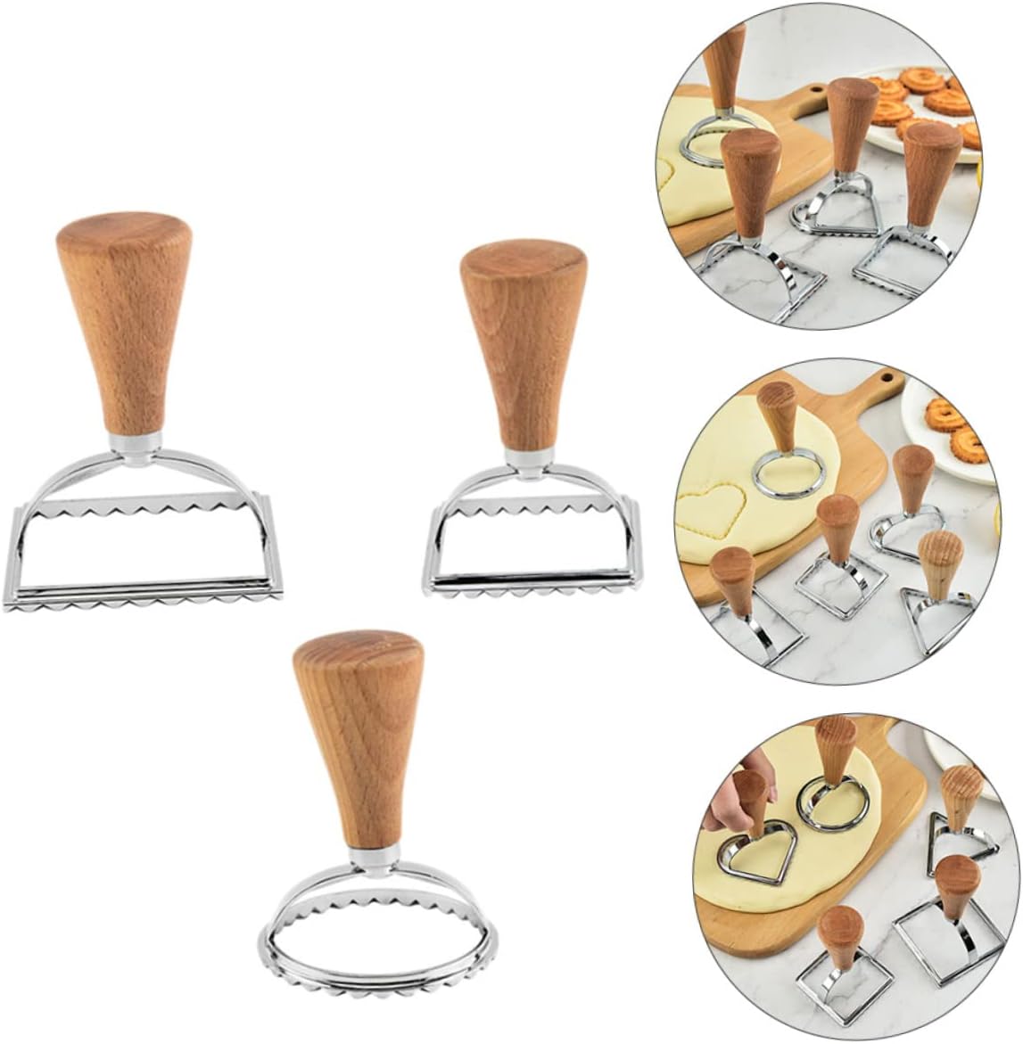 Stainless Steel Biscuit Molds Dumpling Maker Ravioli Stamp Ergonomic Design for Easy Grip for Baking Cookies and Dumplings Assorted Shapes Included