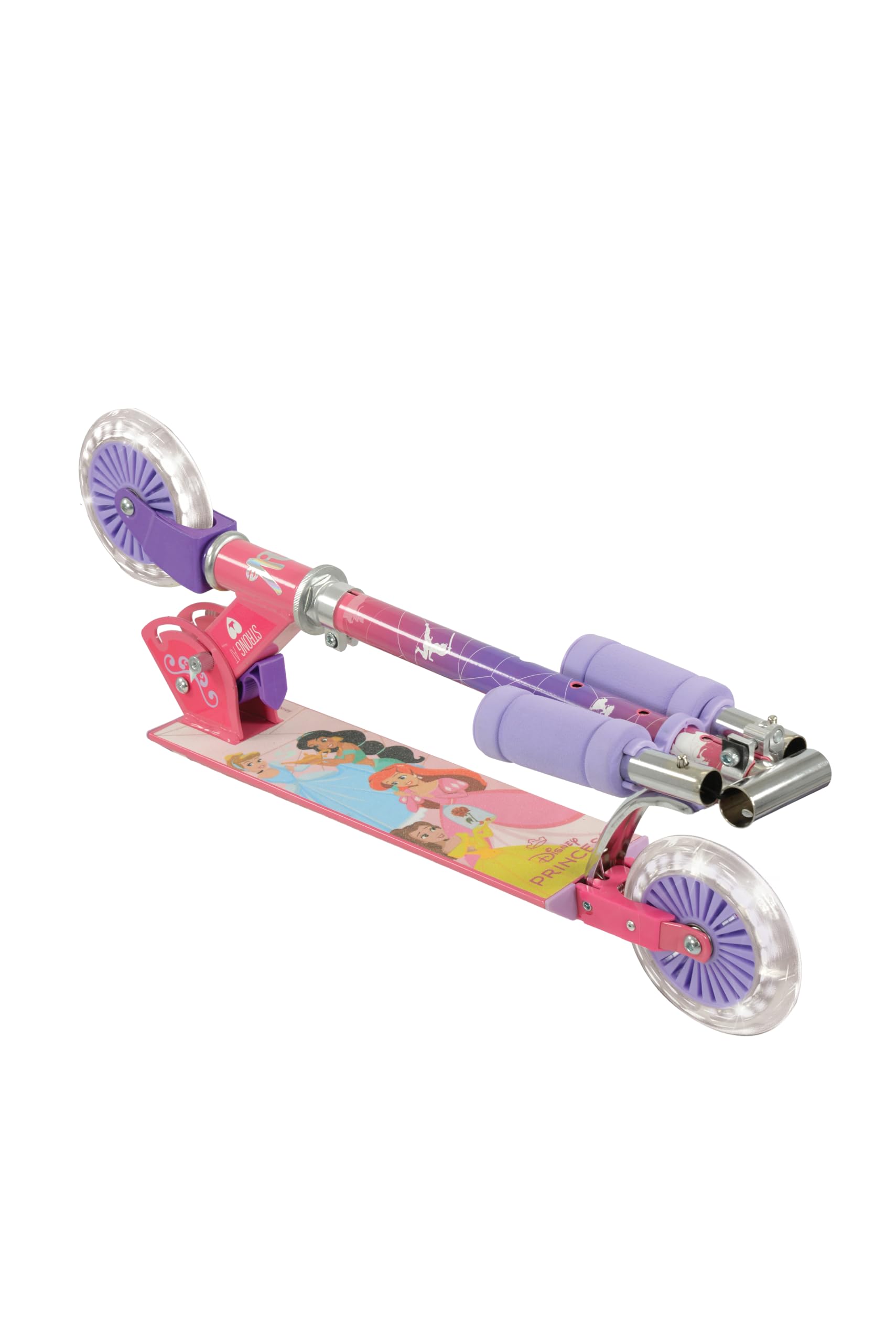 Disney Princess - Patinete Infantil para niñas y niños, Plegable, para niños y niñas, Patinete Iluminado Ajustable, Ruedas iluminadas, 58 x 30 x 80 cm