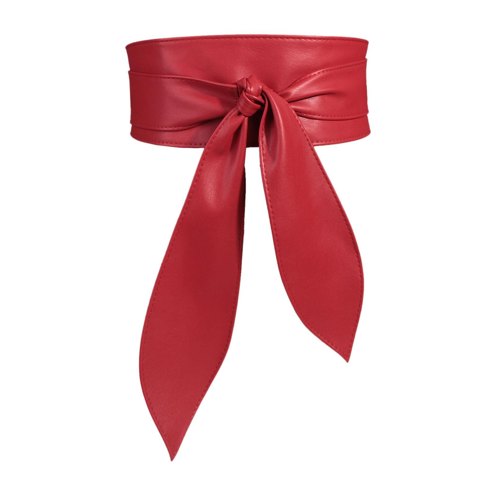 Women's Wide Waist Belts Boho Self Tie Wrap Belt for Dresses Sweater Clothes Red-image-23