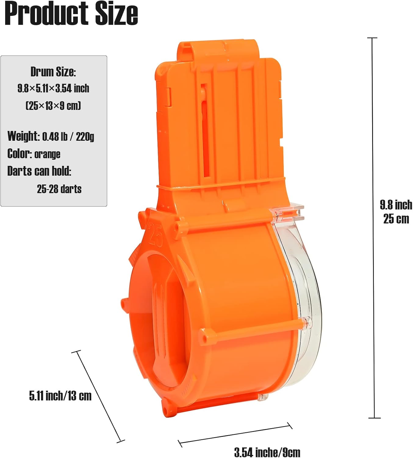Dart Drum, 25-Dart Drum Magazine for Nerf N-Strike Elite & Elite 2.0 Series Blasters