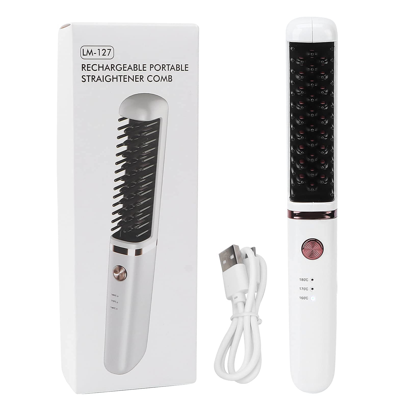 Mini Spazzola per Lisciare i Capelli Wireless con 3 Livelli di Temperatura Regolabili, Portatile e Ricaricabile