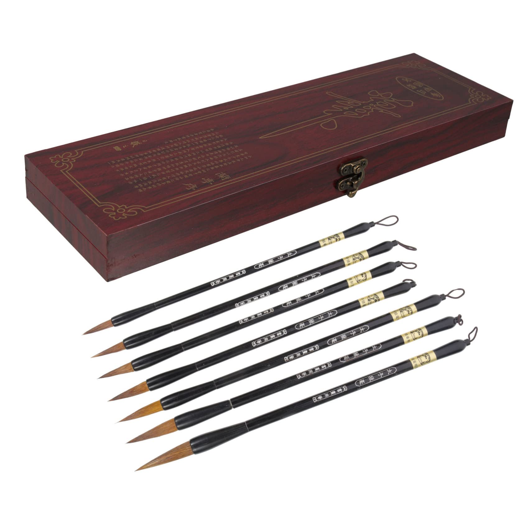 HOMSFOU Watercolor Brush Pen Calligraphy Art Brush Set 7pcs Multi-function Portable Ergonomic Home Supplies Storage Bag