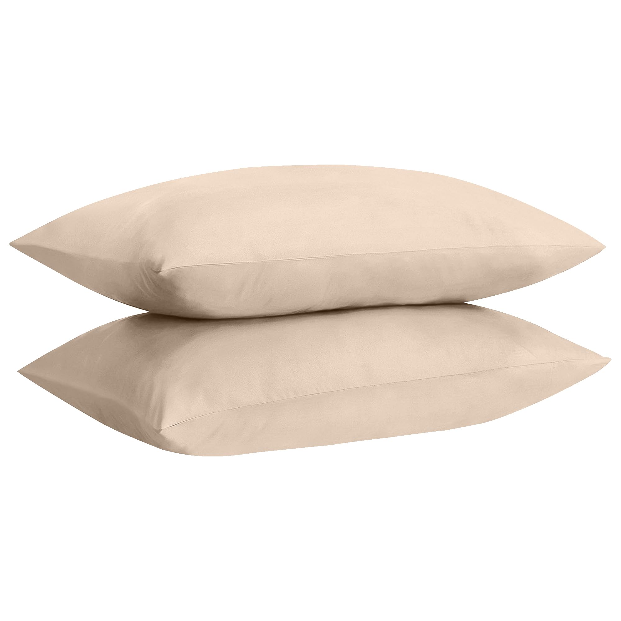 HOME ACE Non Iron Percale Standard Pillowcases 2 Pack Latte, 180 Thread Count 100% Poly Cotton Housewife Pillow Cases 50 x 75CM