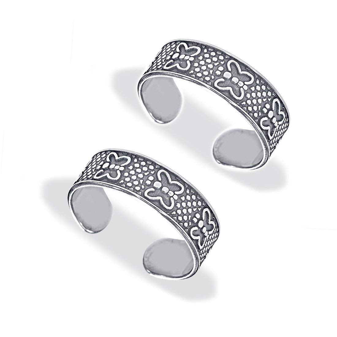 Antique Butterfly Design 925 Sterling Silver Toe Rings for Women | Chandi Bichiya | Kali Mettelu Silver | Foot Rings | Jodvi-image-36