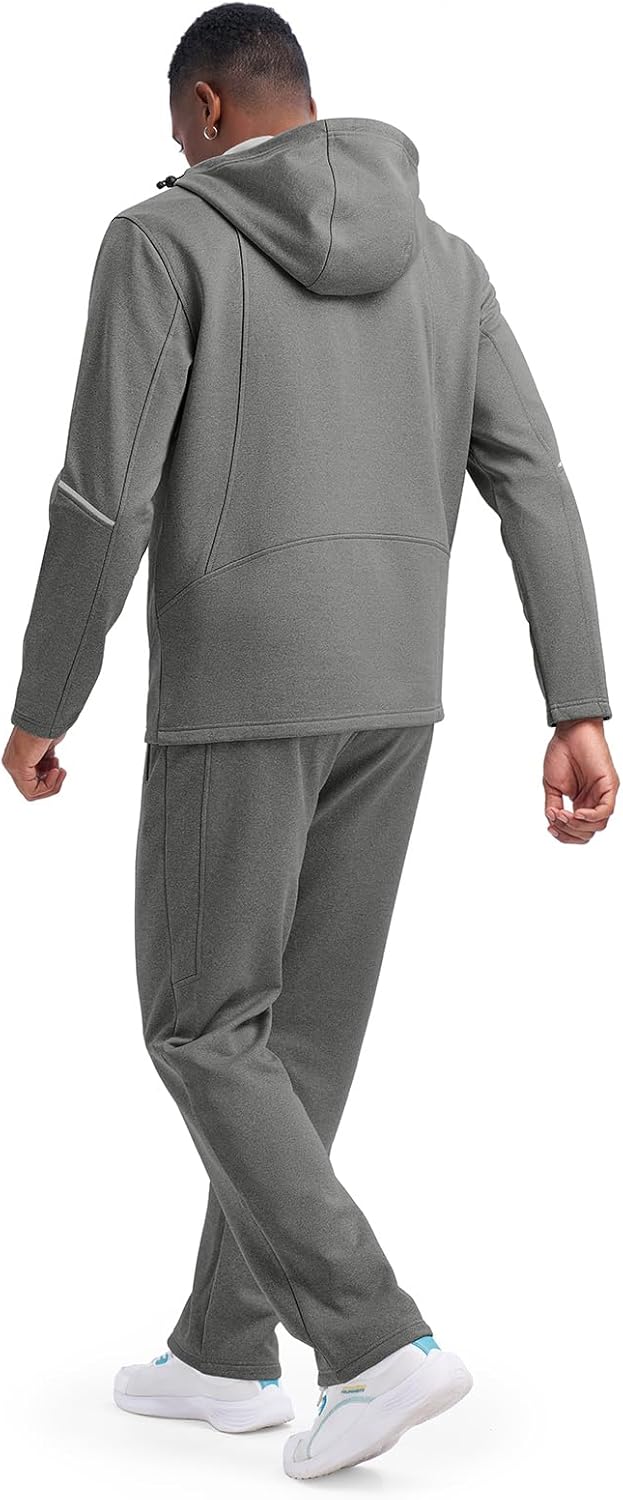 TBMPOY Men's Fleece Lined Tracksuits Hooded Sweatsuits 2 Piece Set Winter Casual Warm Up Track Suits Full Zip Outfits - Image 6