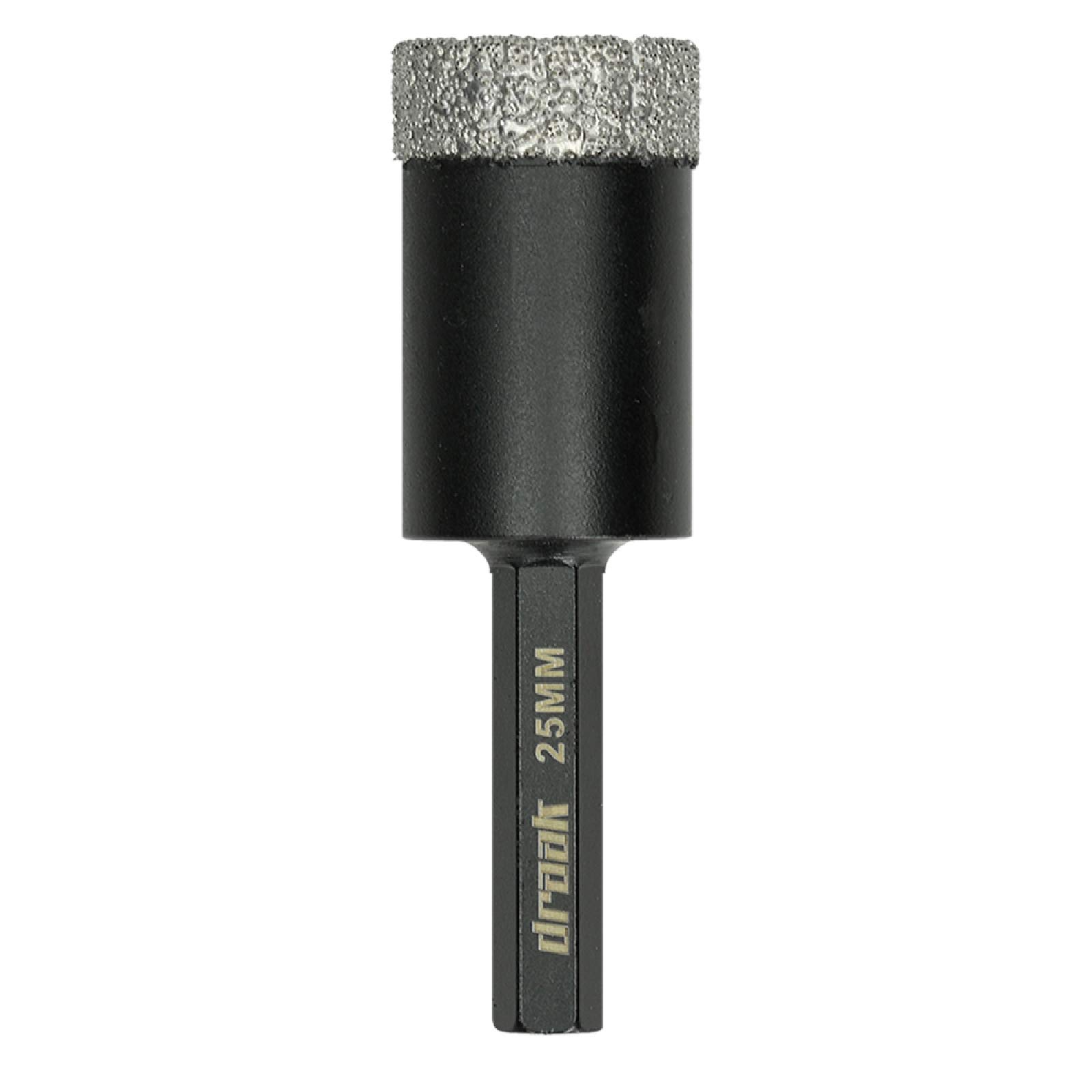 Draak Black Dry Diamond Drill Bit 25Mm For The Toughest Materials Including Marble, Granite, Porcelain, Ceramic & Glass Tiles Vacuum Brazed Porcelain 5