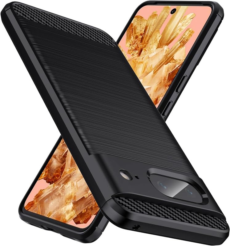 Image of NPRC Hybrid Ultra Slim Protective Case TPU Non-Slip Carbon Fiber Texture Shockproof Case Cover for Google Pixel 8 - Black