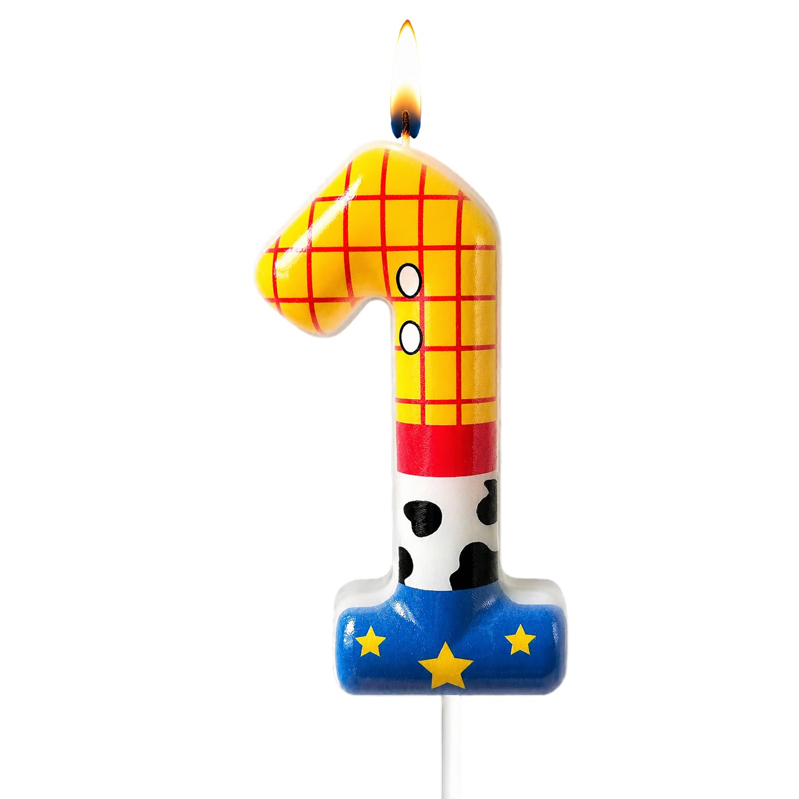 Cartoon Story Number Candle for Birthday Cake, Cute Cowboy Themed Candles Cake Decoration, Yellow Cartoon Cake Topper for Boys Girls Party Celebration (1 Candle) — image 1