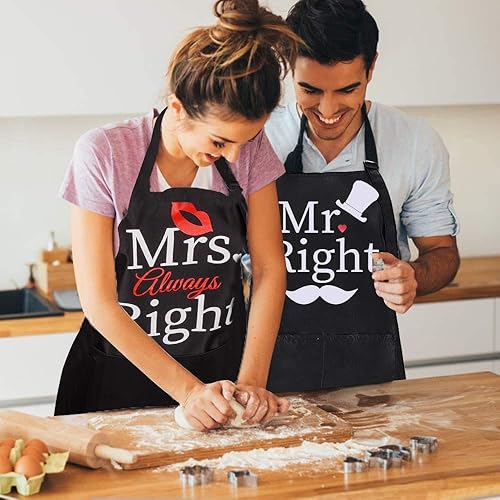 Miniatura 6 de ZOORON Mr and Mrs 2 Pieces Kitchen Aprons Set Gifts, Anniversary Couple Gifts, Wedding Gifts for Couple,Aprons for Couples