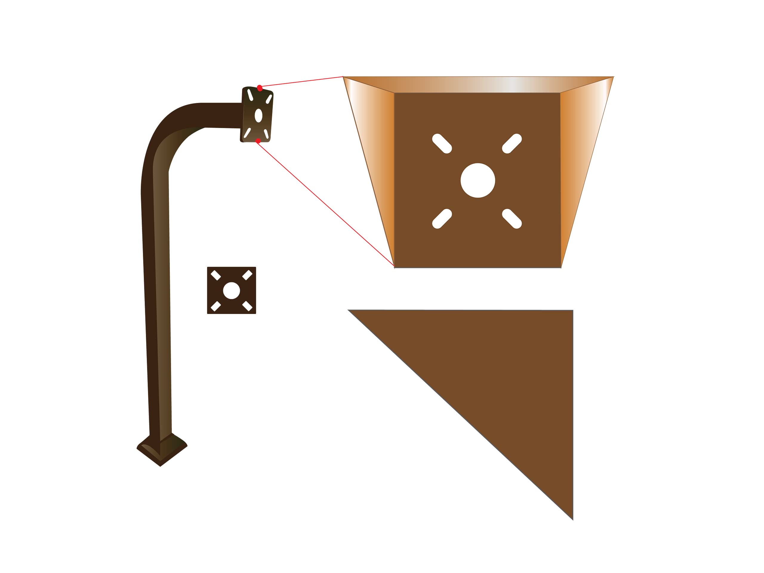 LA Ornamental GooseNeck with Hood Cover for Keypad Stand Intercom Holder Curve Goose Neck Pedestal Post Offset Curb Mount, Size 2