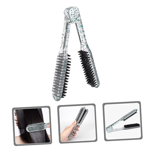 Miniatura 4 de Cepillo para alisar el cabello, 2 piezas, peine de férula transparente con peine de plástico con purpurina, alisador de pelo, enderezador de pelo,