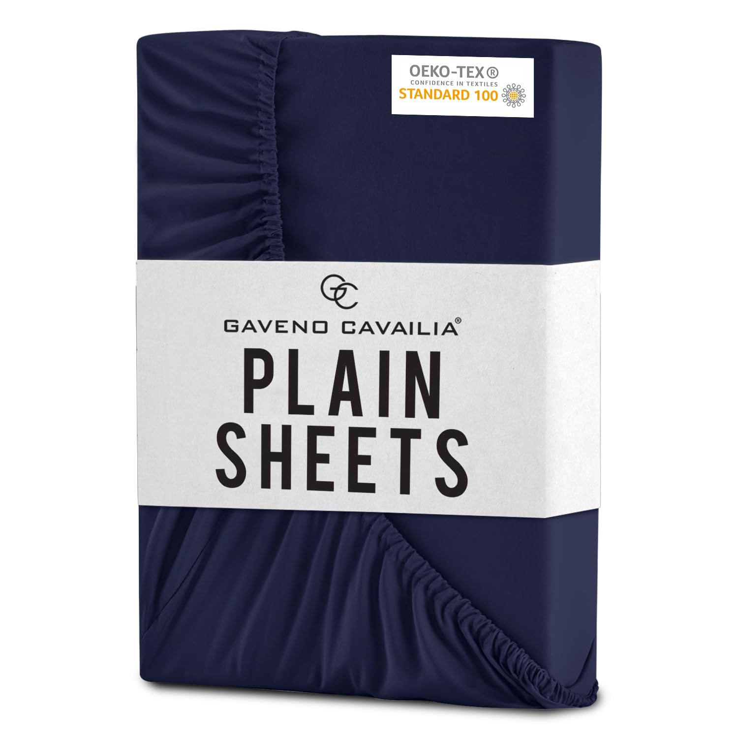 Gc Gaveno Cavailia Navy Microfiber Fitted Sheet, Double Size