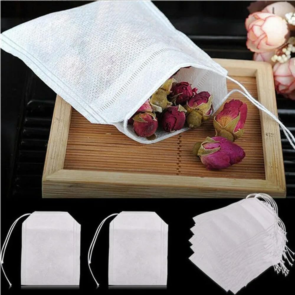 Bolsita de té vacía, bolsita de té de papel, Bolsas de filtro especias for té y café con cordón, tamaños múltiples no tejidos calidad alimentaria, 100 unidades(10 X 15cm)