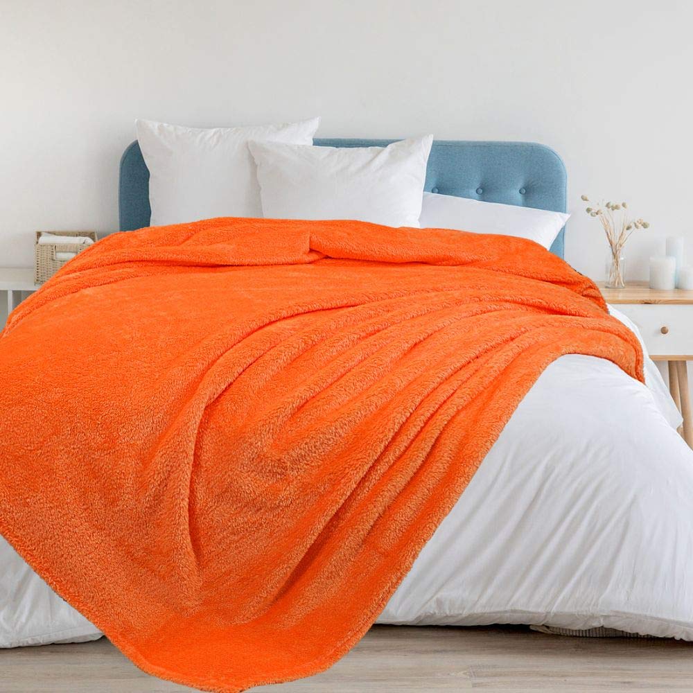Supreme Home Collective Plain Polar Fleece Blanket Single Blanket Bed  Blanket (Pack of 1) (Orange)