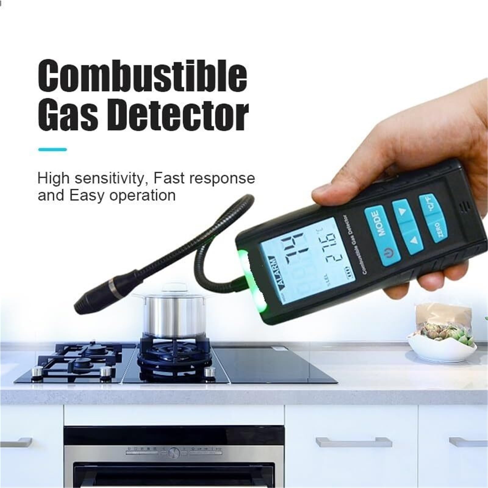 Monitor de co2, Analizador De Gas Detector Combustible Medidor Monóxido Carbono Portátil Fuga para el hogar